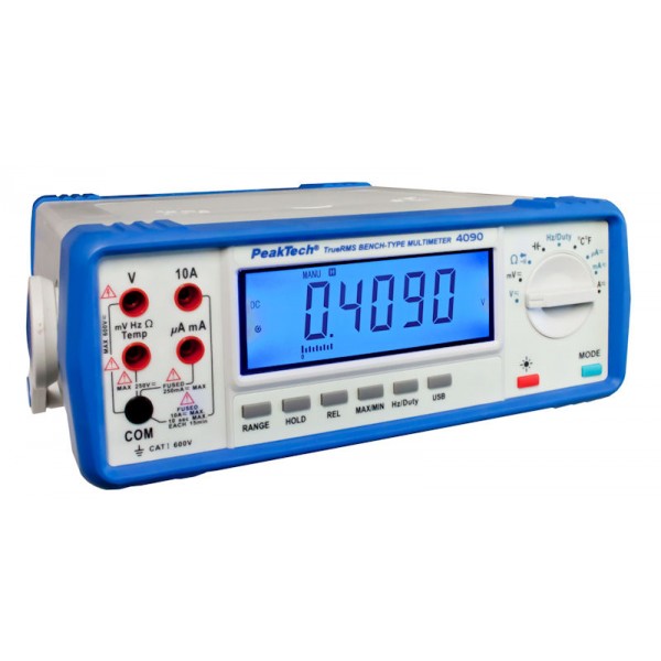 PeakTech 4090 - Multimetro Digitale da Banco, 4 ½ digit (22000) 21mm, TRMS,  Frequenzimetro, USB
