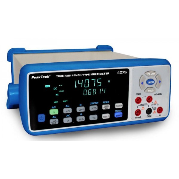 PeakTech 4075 - Multimetro Digitale da Banco, 4 5/6 digit (62999) 13 mm,  Frequenzimetro, Termometro K, USB, LAN, Bluetooth